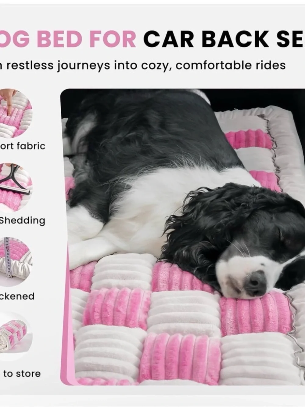 Car Back Seat Pet Mat Cover Thickened Dog Bed for Car Back Seat, Upgraded Bottom